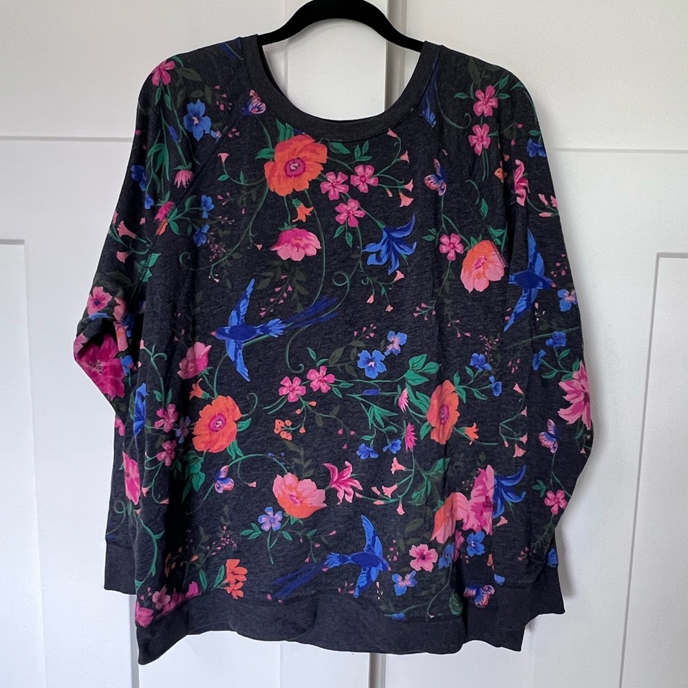Floral Long Sleeve Crewneck Sweatshirt